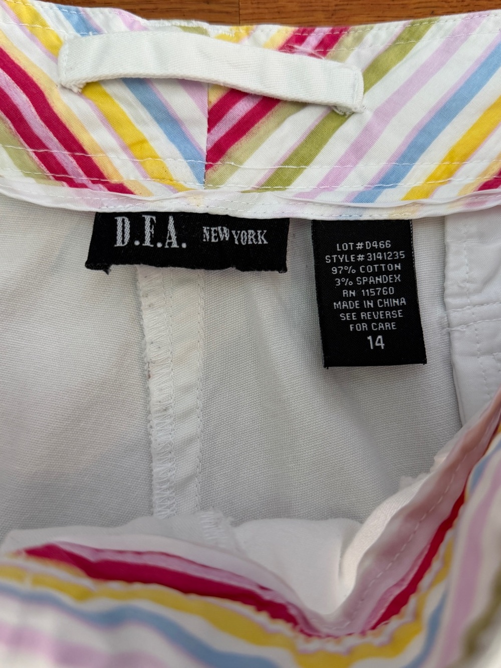 D.F.A. New York Women's White Capris with Pastel Stripe Trim